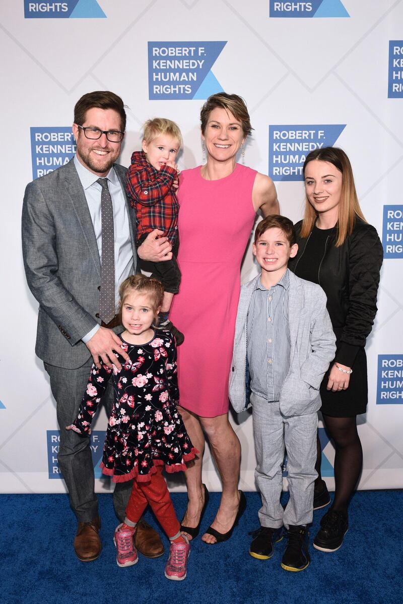 (FILES) In this file photo David McKean, Maeve Kennedy Townsend Mckean and their children (son Gideon 2R) attend the Robert F. Kennedy Human Rights Hosts 2019 Ripple Of Hope Gala & Auction In NYC on December 12, 2019 in New York City. Two members of the Kennedy political dynasty, including a grand-niece of John F. Kennedy, are now presumed dead after they went missing during a canoe trip, the family said on April 4, 2020. This time it involves a grand-niece of the late president, Maeve Kennedy McKean, 40, and her eight-year-old son Gideon. They disappeared Thursday while canoeing in the South River in Maryland, near the vast Chesapeake Bay, Governor Larry Hogan said Friday. / AFP / GETTY IMAGES NORTH AMERICA / Mike PONT
