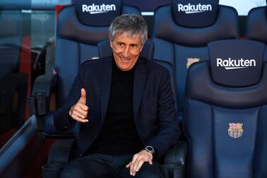 New Barcelona manager Quique Setien at Camp Nou on Tuesday. Getty Images