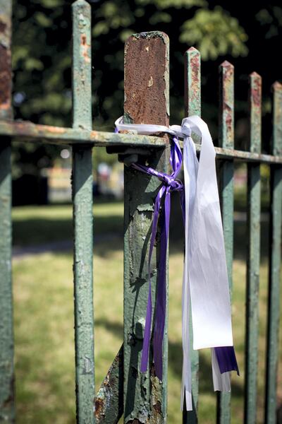 (Flowery dress) - Nichole Young and (white vest and shorts) Yemi Hughes who set up the campaign group Croyden Says No in March 2019 as a result of Yemi's son Andre Aderemi who was murdered 16/8/19. Photographed for the National newspaper