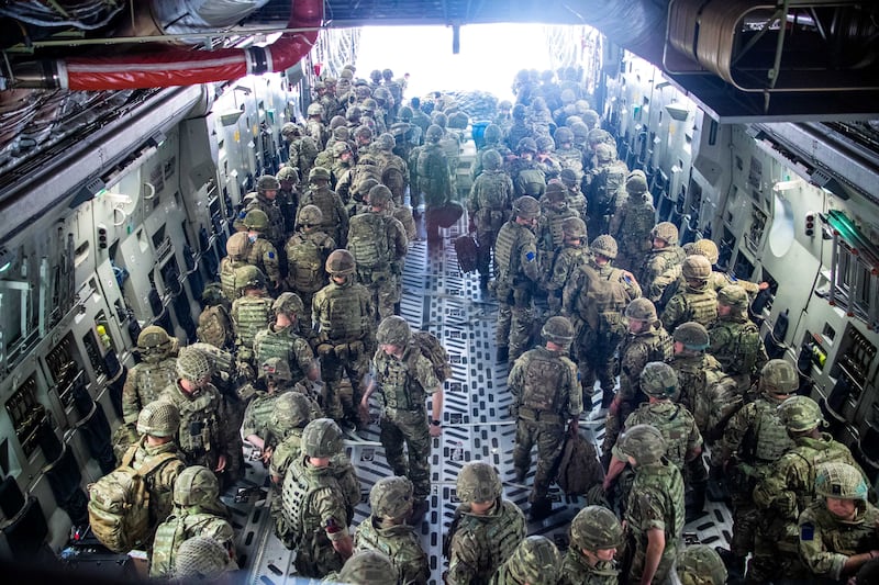 UK forces arrive in Kabul, Afghanistan, to provide support to British citizens leaving the country. UK Ministry of Defence