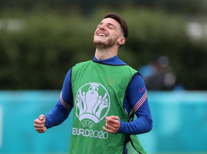 Declan Rice during training at the Tottenham Hotspur Training Centre on Monday. Reuters