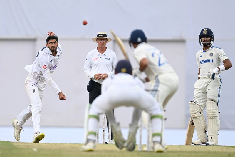 Shoaib Bashir bowled 31 overs unchanged and picked up four wickets against India in Ranchi on Saturday. Getty Images