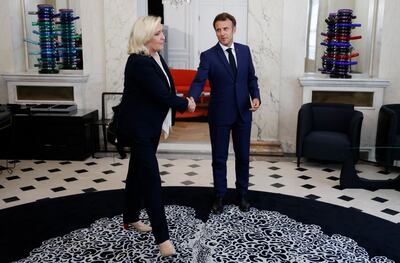 Marine Le Pen after a meeting with French President Emmanuel Macron in Paris last June. AFP