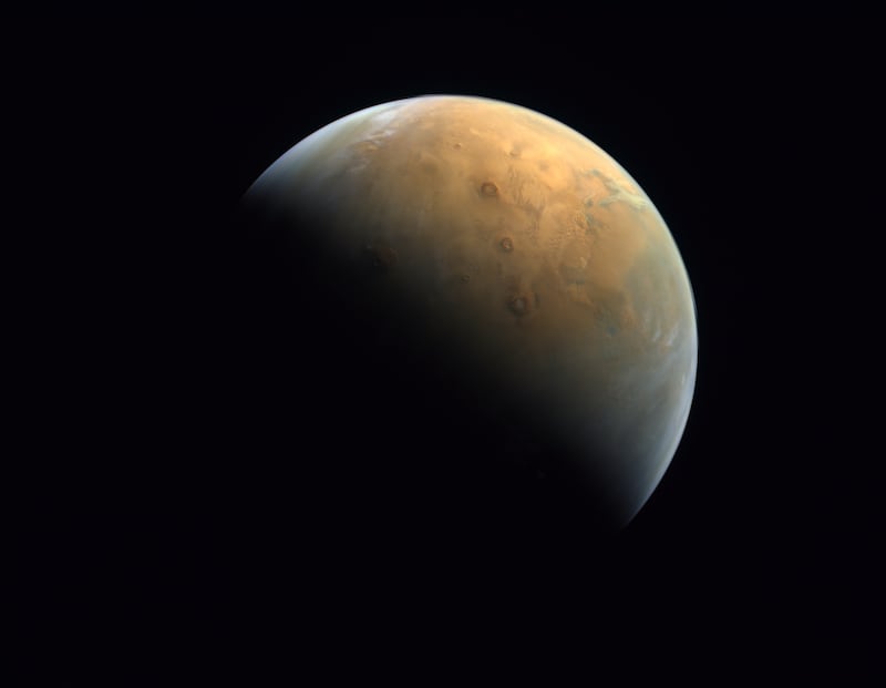 The first image of Mars captured by the Hope probe on February 10, 2021. Photo: UAE Space Agency / Hope probe 