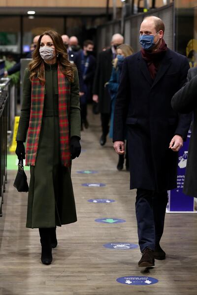 Britain's Prince William and Catherine, Duchess of Cambridge, are seen at London Euston Station before boarding the Royal train, as they embark on a three-day tour aboard the train to thank frontline staff and community workers in the UK, in London, Britain, December 6, 2020. Chris Jackson/Pool via REUTERS