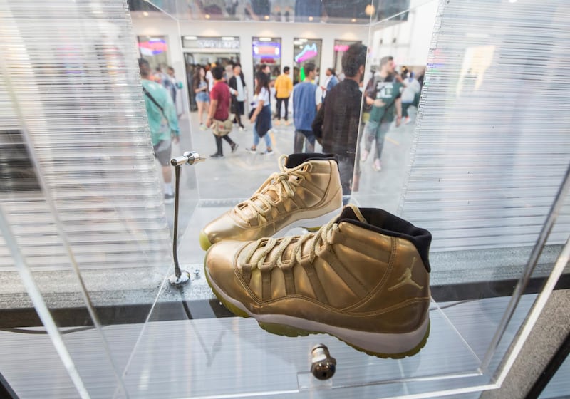Dubai, United Arab Emirates-  A shoe brand on display at the Sole Dubai Festival at D3.  Leslie Pableo for The National for Saeed Saeed's story