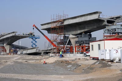 DUBAI, UNITED ARAB EMIRATES - February 20: Construction work on the Dubai metro project outside the Ibn Battuta mall in Dubai, on February 20, 2008. (Photo by Randi Sokoloff / ADMC)
