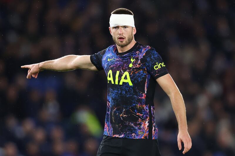 Eric Dier - 8: Left with nasty cut and bandage round head after being caught by Maupay elbow in eighth minute. Didn’t stop him winning important headers throughout, though. Good block on Mac Allister shot in first half. Getty