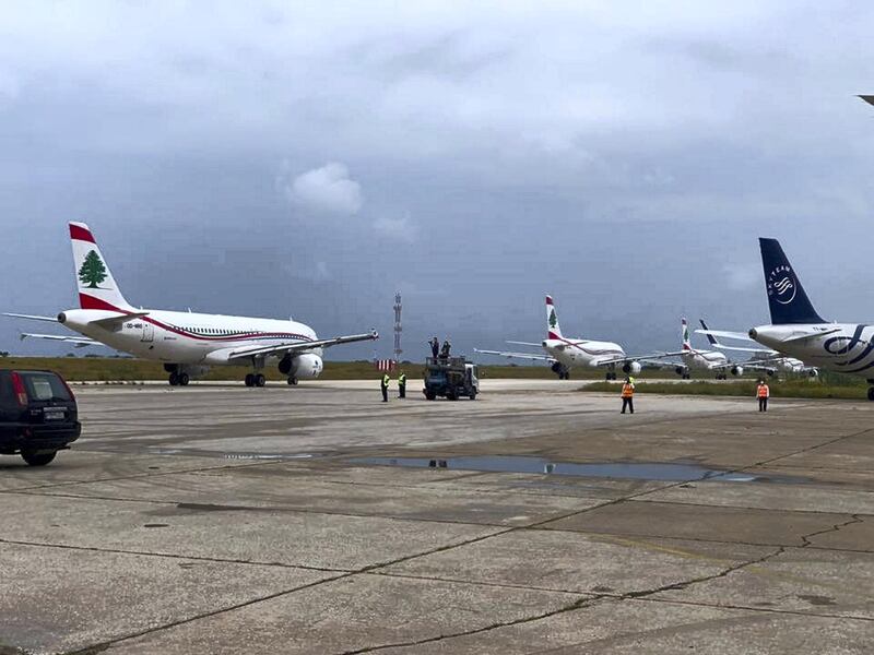 Aircraft from Middle East Airlines, Lebanon's national carrier, are among those parked at Beirut-Rafic Hariri International Airport. The airport is MEA's hub. Courtesy Lebanese Plane Spotters / Facebook