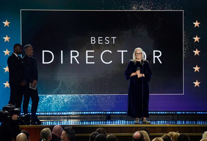 Jane Campion accepts the award for Best Director for 'The Power of the Dog'. AP