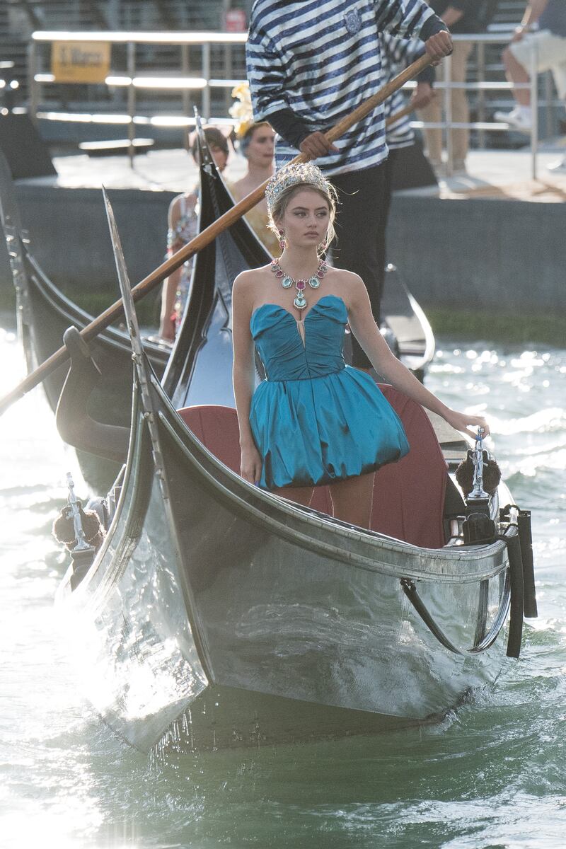 Leni Klum arrives at the Dolce & Gabbana Alta Moda show in Venice, Italy. Getty Images