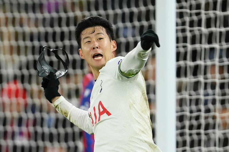 Son Heung-min celebrates after scoring the Tottenham's fourth goal. Getty