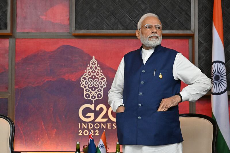 India's Prime Minister Narendra Modi at the G20 Leaders' Summit in Bali, Indonesia, November 16, 2022. EPA