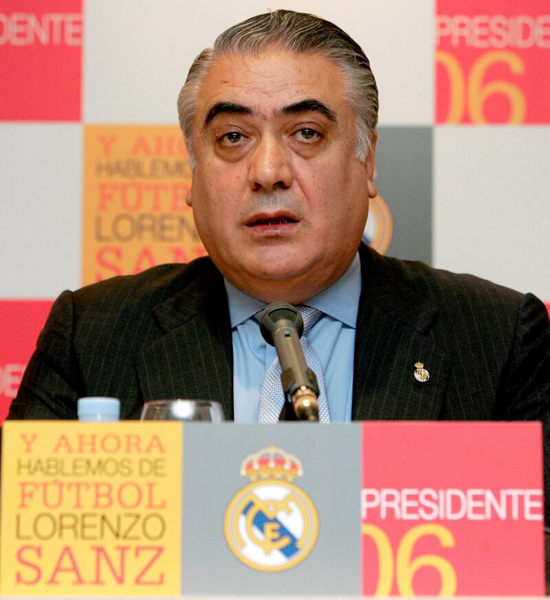 Lorenzo Sanz delivers a speech to launch his candidature for Real Madrid President in 2006. EPA