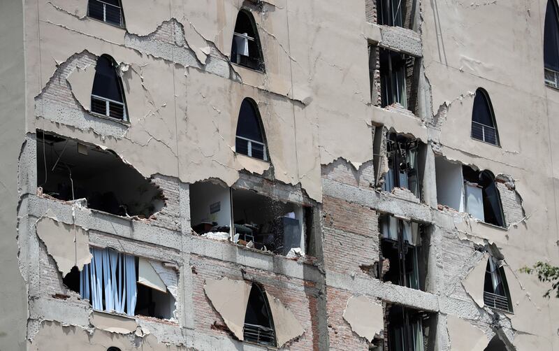 Remains of a damaged building stands after an earthquake in Mexico City. Rebecca Blackwell / AP Photo