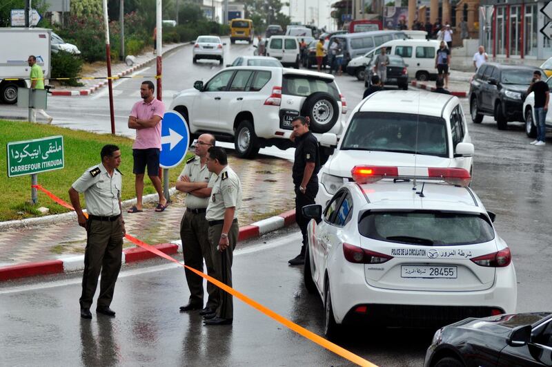 Tunisian forensic police investigates the site of the terrorist attack on Tunisian National Guard officers in Sousse, south of Tunis,Tunisia.  EPA