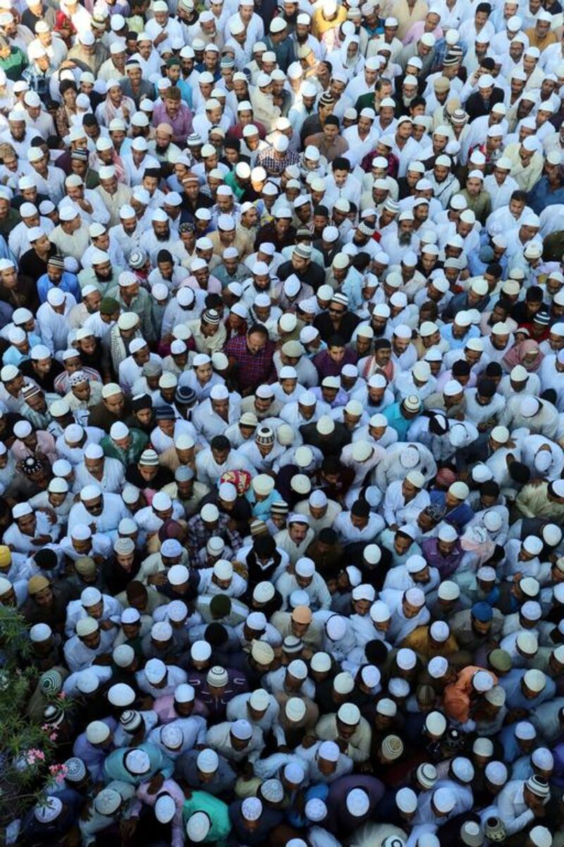Indian Muslims offer prayers in Bhopal. Sanjeev Gupta / EPA