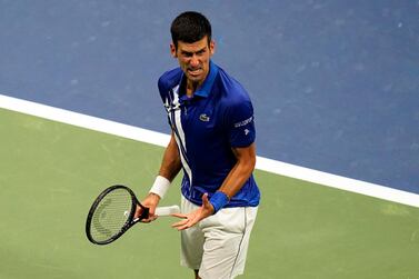 A fired up Novak Djokovic during his win over Damir Dzumhur in the first round of the US Open. AP Photo