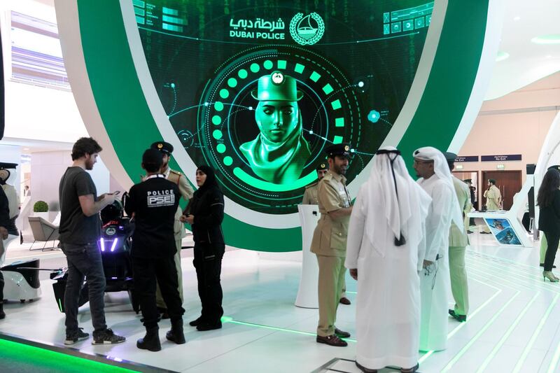 DUBAI, UNITED ARAB EMIRATES - OCTOBER 14, 2018. 

Dubai Police at Gitex Technology Week at DWTC.

(Photo by Reem Mohammed/The National)

Reporter: 
Section:  NA