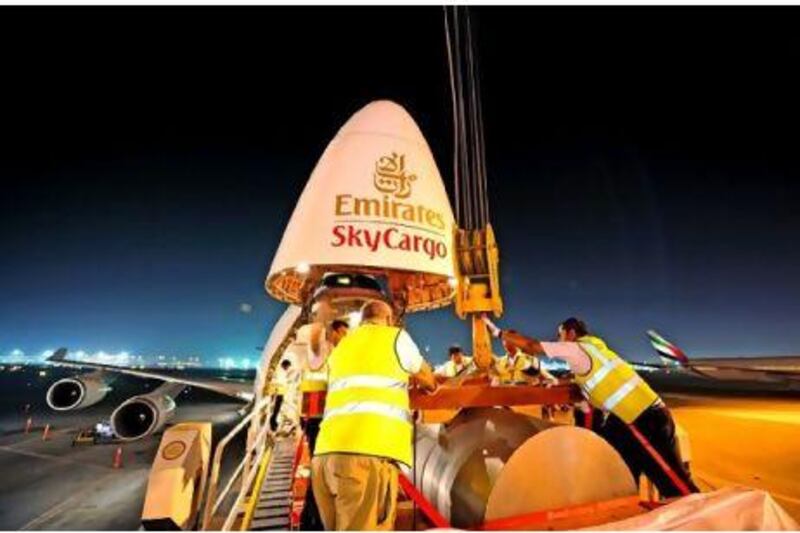 Emirates SkyCargo came to the rescue of a ship undergoing repairs when it transported a 36-tonne rudder part to Dubai. Courtesy: Emirates SkyCargo
