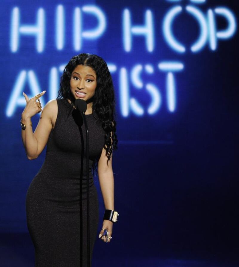 Nicki Minaj accepts the award for best female hip-hop artist at the BET Awards. Chris Pizzello / Invision / AP