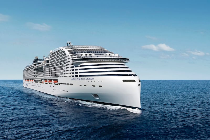 The 'MSC World Europa' cruise ship. Photo: MSC Cruises 
