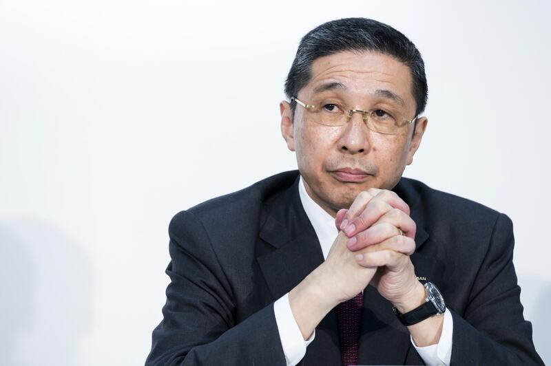 YOKOHAMA, JAPAN - MARCH 12: Nissan Motor Co. CEO Hiroto Saikawa listens during a joint news conference with Renault SA and Mitsubishi Motors Corp. on March 12, 2019 in Yokohama. Japan. They announced on Tuesday that Renault Chairman Jean-Dominique Senard will act as Chairman of the new operating board of the three companies' alliance, with the CEOs of Nissan, Renault, and Mitsubishi Motors also joining the board.  (Photo by Tomohiro Ohsumi/Getty Images)
