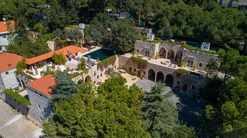 An aerial view of Indira Guest House in Kfoura, Lebanon. All photos: Indira Guest House