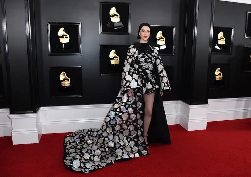 St. Vincent's dress is all about the mullet hemline. Photo: AP