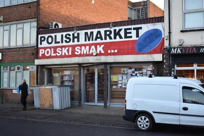 A Polish supermarket in Luton, UK. Claire Corkery / The National

