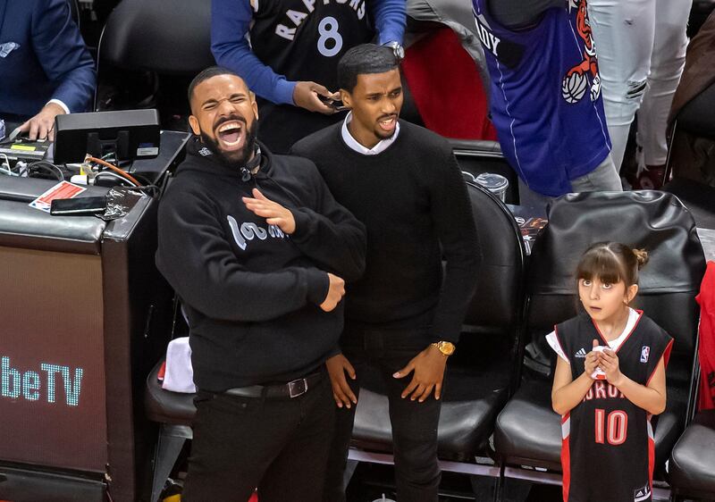 Drake celebrates the Toronto Raptors's success. EPA