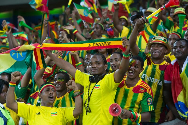 Ethiopia fans enjoy the atmosphere during the 2013 African Cup of Nations match between Burkina Faso and Ethiopia at Mbombela Stadium, South Africa.