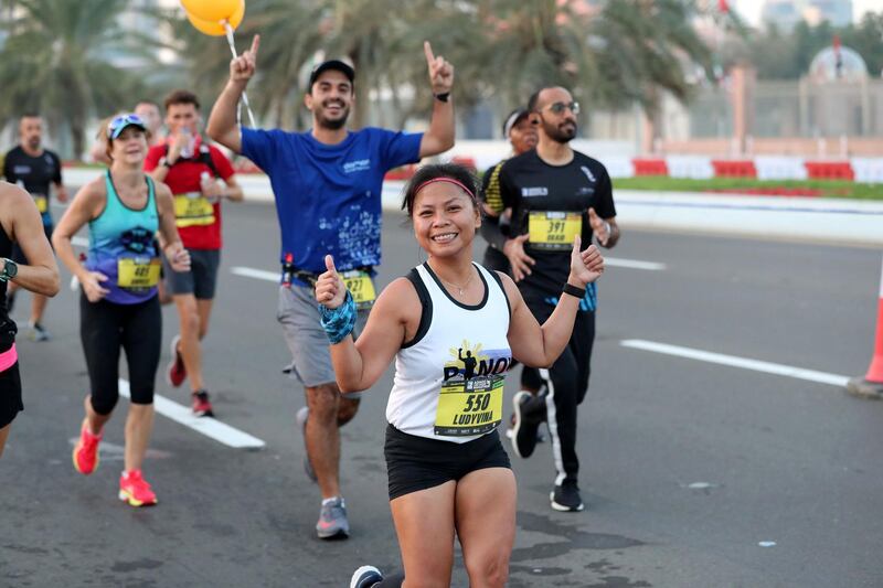 Abu Dhabi, United Arab Emirates - December 06, 2019: Athletes take part in the ADNOC Abu Dhabi marathon 2019. Friday, December 6th, 2019. Abu Dhabi. Chris Whiteoak / The National