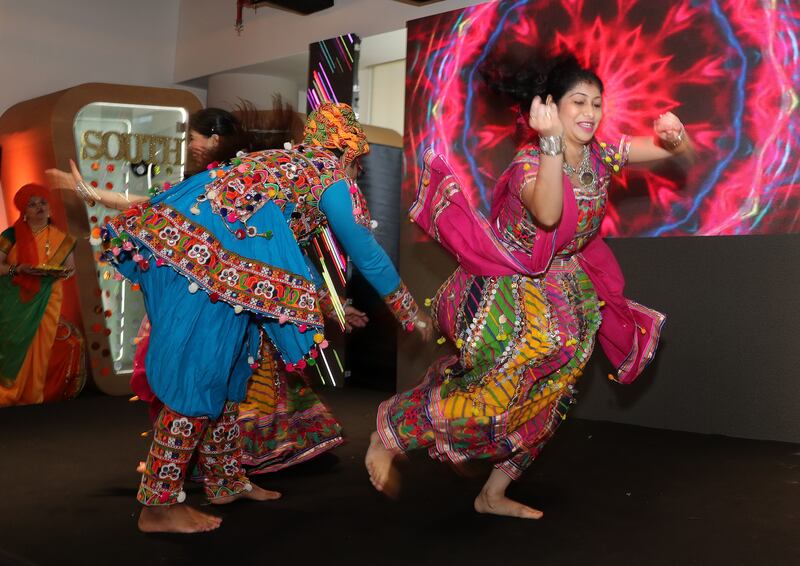Dancers perform at a cultural event to mark Indian Independence Day.