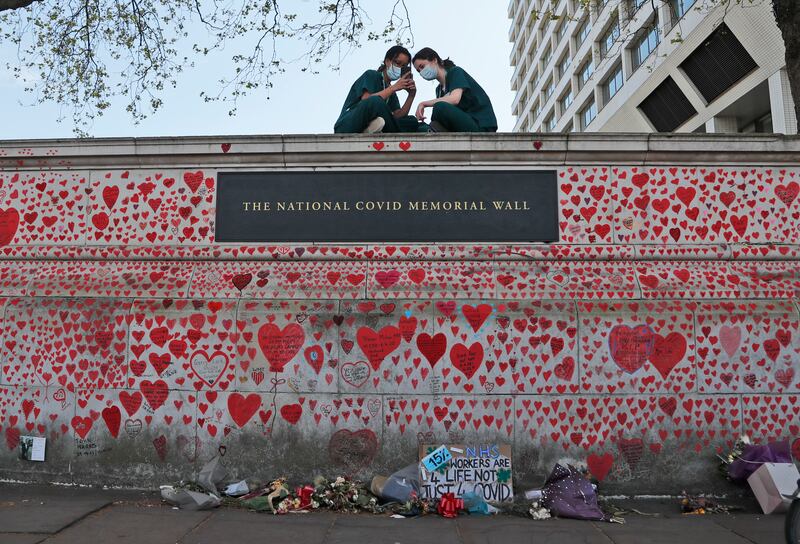 The National Covid Memorial Wall in London. England may soon further relax lockdown restrictions. AP