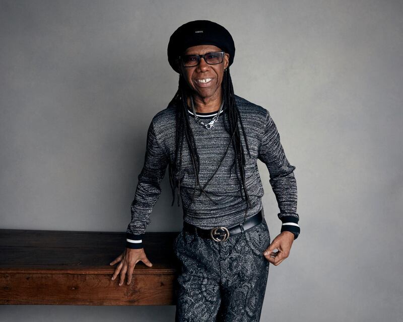 FILE - In a  Jan. 20, 2018 file photo, Nile Rodgers poses for a portrait to promote the film "Studio 54" at the Music Lodge during the Sundance Film Festival in Park City, Utah. Board members on Monday, July 2, 2018 unanimously elected Rodgers chairman of the Songwriters Hall of Fame. The 65-year-old guitarist will serve a three-year term, succeeding co-chairs Kenneth Gamble and Leon Huff. (Photo by Taylor Jewell/Invision/AP, File)