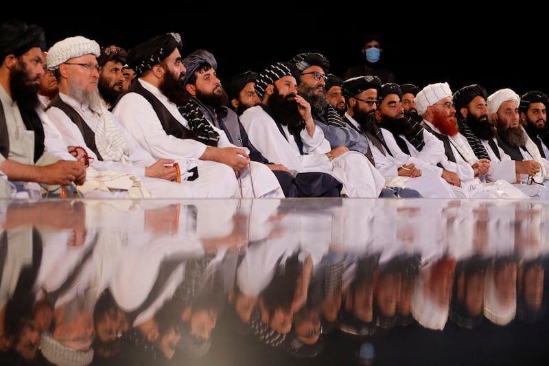 Taliban leaders attended an anniversary ceremony in Kabul. Reuters