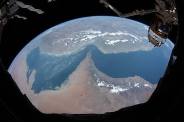 Hazza Al Mansouri's photo of the UAE from space. Courtesy Twitter / @astro_hazzaa  