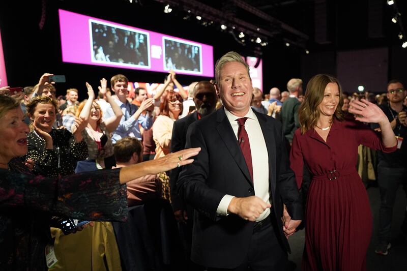 The Labour leader and his wife Victoria leave the stage after his speech at the party conference in Liverpool in September 2022. Getty Images