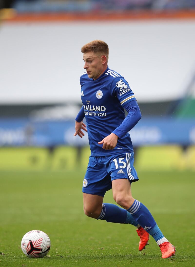 Harvey Barnes of Leicester City runs with the ball at The King Power Stadium. Getty