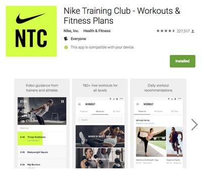 Nike Training Club app