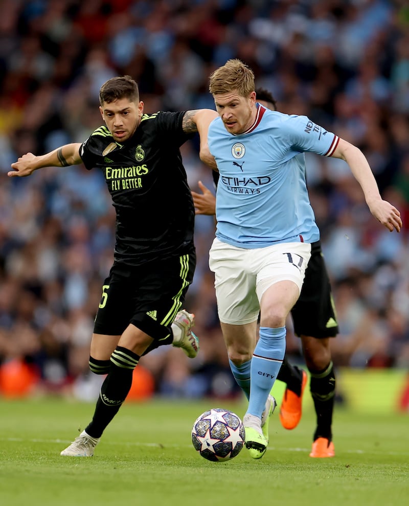 Kevin De Bruyne - 8. Central to everything positive the home side did in the final third. Created the first goal with a simple pass into the pass of Bernardo Silva that caught the Real defenders off guard.  EPA 