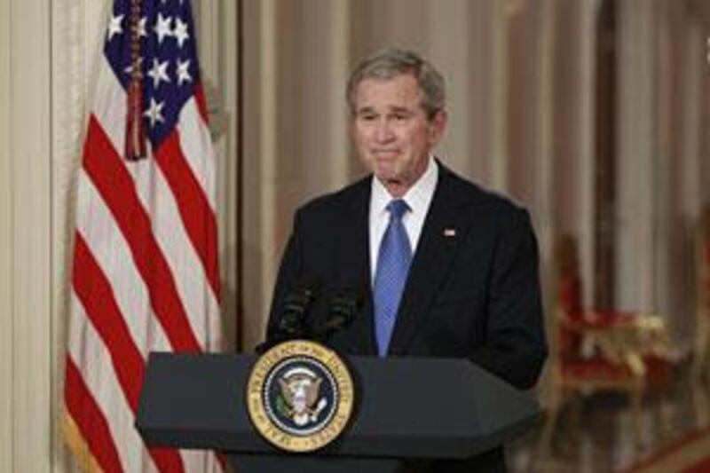 George W Bush completes his final live television address to the nation from the East Room of the White House.