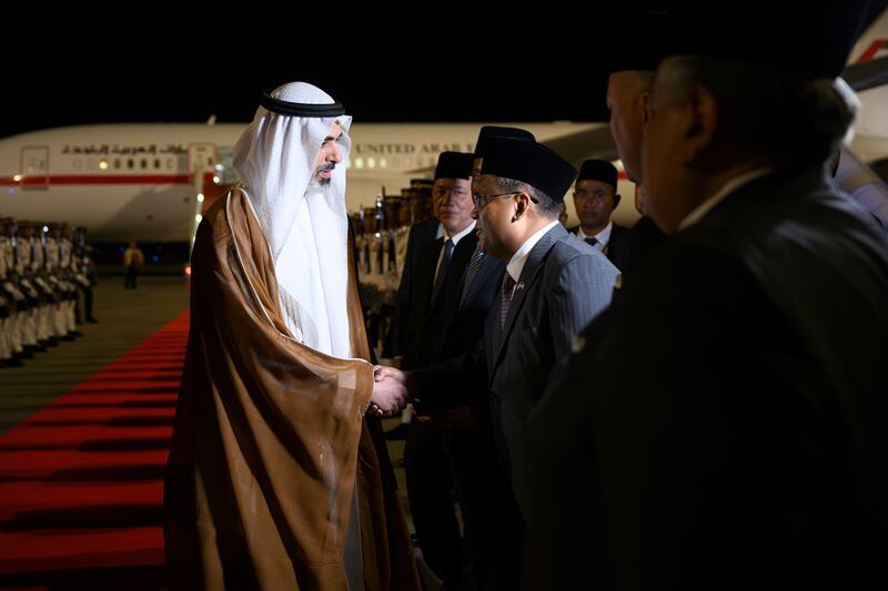 The delegation includes Suhail Al Mazrouei, Minister of Energy and Infrastructure, Dr Thani Al Zeyoudi, Minister of State for Foreign Trade, Mohammed Ali Al Shorafa, Chairman of the Department of Municipalities and Transport; and Ahmed Jasem Al Zaabi, Chairman of the Abu Dhabi Department of Economic Development