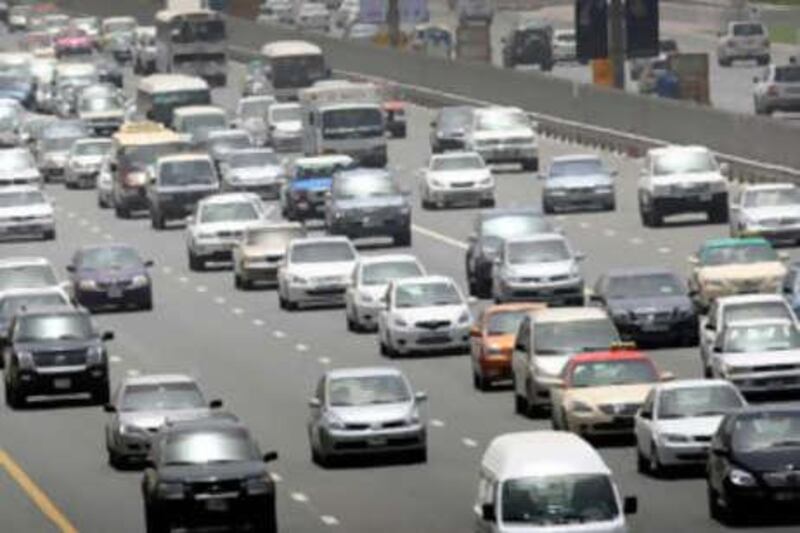 Traffic builds up on Sheikh Zayed road.