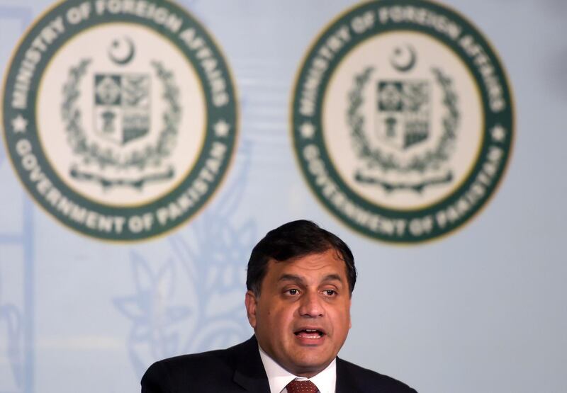 Pakistan's Foreign Ministry spokesman Mohammad Faisal speaks to the media at the Foreign office in Islamabad on March 28, 2019.

  Pakistan on March 28 said it had found no links between militants swept up in a recent dragnet and a suicide attack in Indian-administered Kashmir last month that brought the nuclear-armed rivals to the brink of war. / AFP / AAMIR QURESHI
