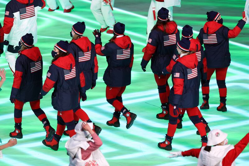 Athletes for Team USA enter the stadium during the opening ceremony. Getty Images