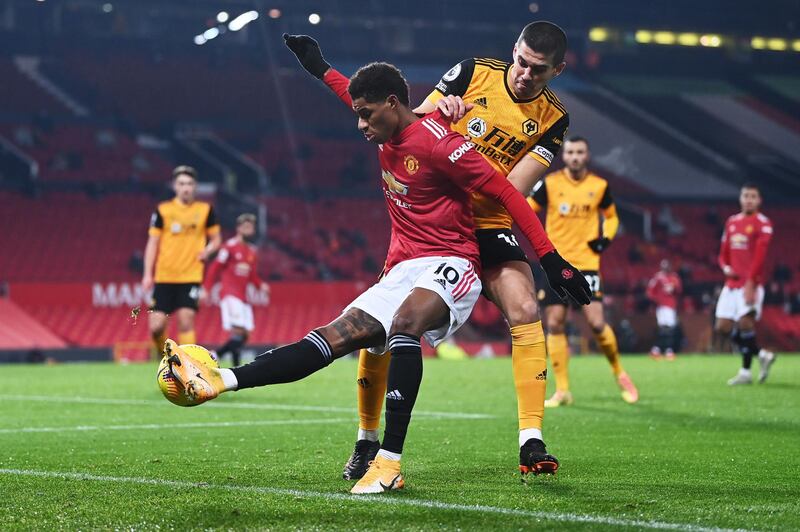 Conor Coady, 6 - Wolves’ skipper will have had a few hearts in mouths when he tangled with Rashford in the box and Coady will have been relieved again as the same man headed over the bar after climbing above him. Getty