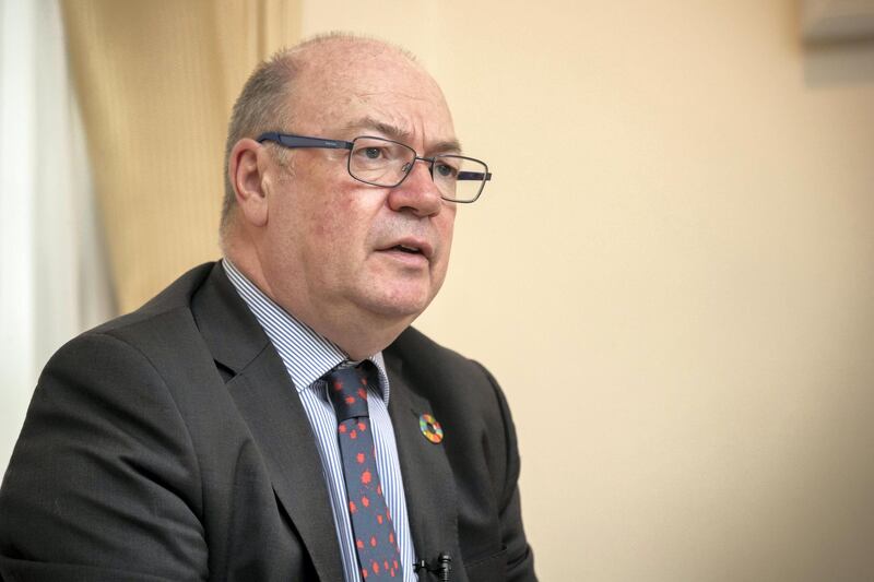 ABU DHABI, UNITED ARAB EMIRATES. 18 FEBRUARY 2019. British Minister of State for the Middle East Alistair Burt at the British Embassy. (Photo: Antonie Robertson/The National) Journalist: Mina Aldroubi. Section: National.