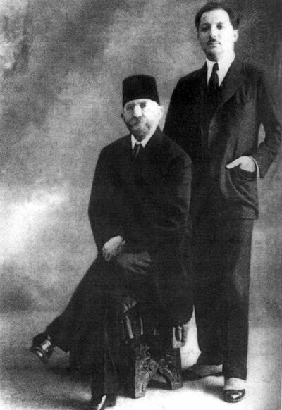 PAAM62 216 Riad al-Solh and his father Reda Al Solh - 1924. Alamy